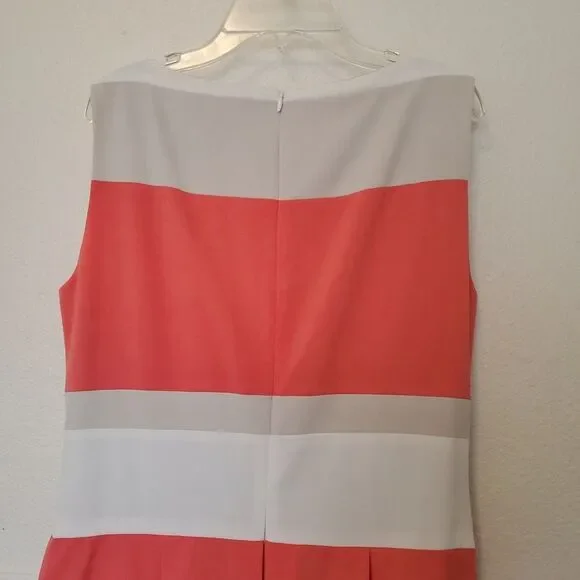 Lauren Ralph Lauren Dress Sleeveless Coral Beige Pleated Women’s Size 10 Lined - Picture 9 of 14